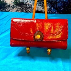 Frye Long Wallet Burgundy & Brown Restored Leather 7.5” x3.75” x 1/2” VGUC